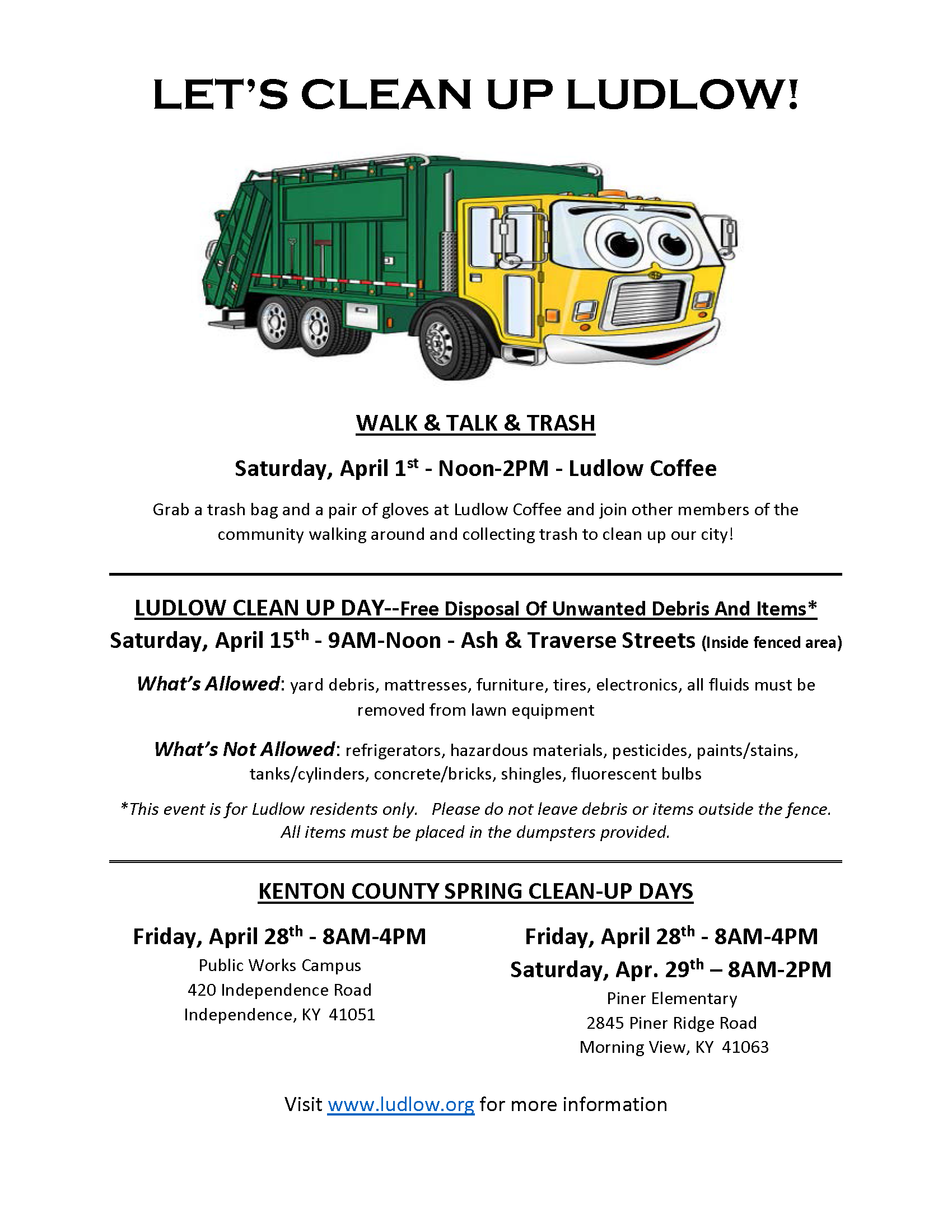 Let's Clean Up Ludlow! > City of Ludlow